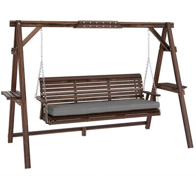 Huśtawka ogrodowa Hollywood Swing marki Outsunny, 3-osobowa, drewniana, z siedziskiem i schowkiem, ławka o udźwigu do 330 kg, do ogrodu i na taras, .. Huśtawka ogrodowa Hollywood Swing marki Outsunny, 3-osobowa, drewniana, z siedziskiem i schowkiem, ławka o udźwigu do 330 kg, do ogrodu i na taras, ..