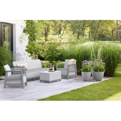 Keter Scandi Linea Zestaw Mebli Ogrodowych 3-Set Ash Grey Storm Grey Sofa 3-Os. 2 Fotele Stolik Ze Schowkiem 5 Osób Splot Jute Keter Scandi Linea Zestaw Mebli Ogrodowych 3-Set Ash Grey Storm Grey Sofa 3-Os. 2 Fotele Stolik Ze Schowkiem 5 Osób Splot Jute