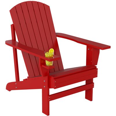 Krzesło ogrodowe Outsunny Adirondack z uchwytem na kubek, leżak ogrodowy, krzesło balkonowe, lite drewno, kolor czerwony, 72 x 94 x 93 cm Krzesło ogrodowe Outsunny Adirondack z uchwytem na kubek, leżak ogrodowy, krzesło balkonowe, lite drewno, kolor czerwony, 72 x 94 x 93 cm