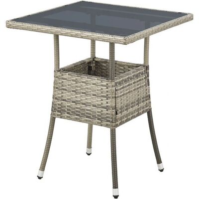Juskys KWADRATOWYY STÓŁ OGRODOWY YORO 60 CM POLYRATTAN STOLIK KAWOWY SZARY Juskys KWADRATOWYY STÓŁ OGRODOWY YORO 60 CM POLYRATTAN STOLIK KAWOWY SZARY