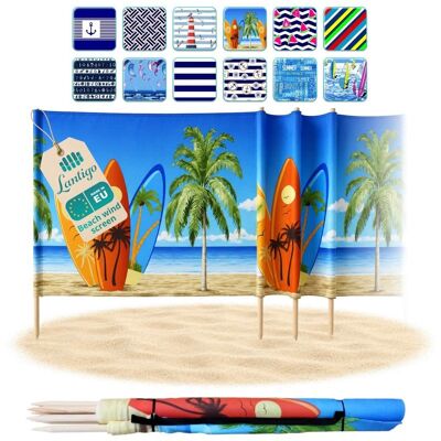 Pemicont Lantigo Parawan plażowy Deska Surfingowa 12m osłona od wiatru i wzroku mikrofibra UV-ochrona 80cm Pemicont Lantigo Parawan plażowy Deska Surfingowa 12m osłona od wiatru i wzroku mikrofibra UV-ochrona 80cm