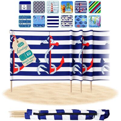 Pemicont Lantigo Parawan plażowy duża kotwica 12m osłona od wiatru i wzroku mikrofibra UV-ochrona 80cm Pemicont Lantigo Parawan plażowy duża kotwica 12m osłona od wiatru i wzroku mikrofibra UV-ochrona 80cm