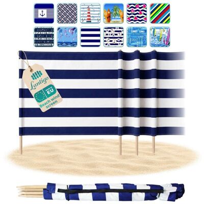 Pemicont Lantigo Parawan plażowy Klasyczne Pasy 12m osłona od wiatru i wzroku mikrofibra UV-ochrona 80cm Pemicont Lantigo Parawan plażowy Klasyczne Pasy 12m osłona od wiatru i wzroku mikrofibra UV-ochrona 80cm