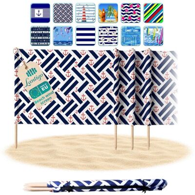 Pemicont Lantigo Parawan plażowy Kotwica 12m osłona od wiatru i wzroku mikrofibra UV-ochrona 80cm Pemicont Lantigo Parawan plażowy Kotwica 12m osłona od wiatru i wzroku mikrofibra UV-ochrona 80cm