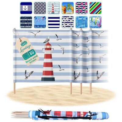 Pemicont Lantigo Parawan plażowy Latarnia 12m osłona od wiatru i wzroku mikrofibra UV-ochrona 80cm Pemicont Lantigo Parawan plażowy Latarnia 12m osłona od wiatru i wzroku mikrofibra UV-ochrona 80cm