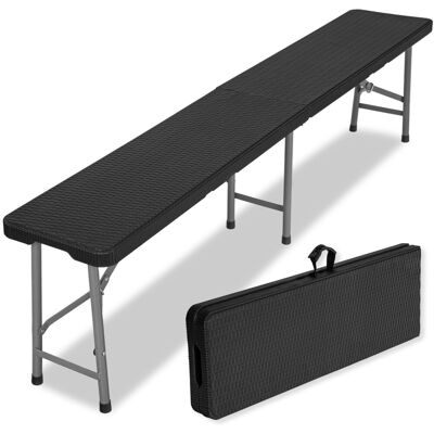 eHokery Ławka Cateringowa Składana Rattan Ogrodowa Czarna Walizka Bankietowa 180 Cm eHokery Ławka Cateringowa Składana Rattan Ogrodowa Czarna Walizka Bankietowa 180 Cm