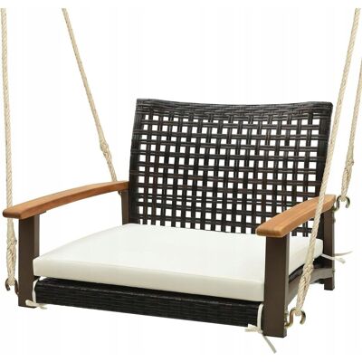 Inny producent Ławka Fotel Wiszący Ogrodowy Wytrzymały Huśtawka Drewniana do 180kg 82x70cm Inny producent Ławka Fotel Wiszący Ogrodowy Wytrzymały Huśtawka Drewniana do 180kg 82x70cm