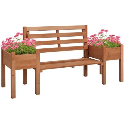 Ławka ogrodowa Outsunny, 2-osobowa, drewniana, balkonowa z doniczką na kwiaty, do ogrodu, na taras, nośność do 240 kg, 184 x 59 x 95 cm, ciemnobrązowa Ławka ogrodowa Outsunny, 2-osobowa, drewniana, balkonowa z doniczką na kwiaty, do ogrodu, na taras, nośność do 240 kg, 184 x 59 x 95 cm, ciemnobrązowa