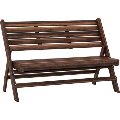 Ławka ogrodowa Outsunny, 2-osobowa, drewniana z oparciem, ławka parkowa, nośność do 250 kg, do ogrodu, na balkon, zwęglona, 122 x 63 x 83 cm Ławka ogrodowa Outsunny, 2-osobowa, drewniana z oparciem, ławka parkowa, nośność do 250 kg, do ogrodu, na balkon, zwęglona, 122 x 63 x 83 cm