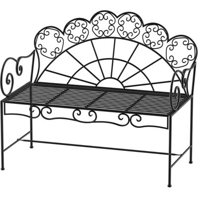 Ławka ogrodowa Outsunny 2-osobowa, solidna, nierdzewna, meble ogrodowe na patio, do ogrodu i na zewnątrz, 107 cm x 55,5 cm x 90,5 cm, kolor czarny Ławka ogrodowa Outsunny 2-osobowa, solidna, nierdzewna, meble ogrodowe na patio, do ogrodu i na zewnątrz, 107 cm x 55,5 cm x 90,5 cm, kolor czarny