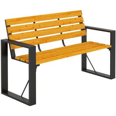 Ławka ogrodowa Outsunny 2-osobowa, z listwami i podłokietnikami, drewniana ławka (udźwig do 240 kg), ławka balkonowa dla 2 osób, na balkon lub taras.. Ławka ogrodowa Outsunny 2-osobowa, z listwami i podłokietnikami, drewniana ławka (udźwig do 240 kg), ławka balkonowa dla 2 osób, na balkon lub taras..