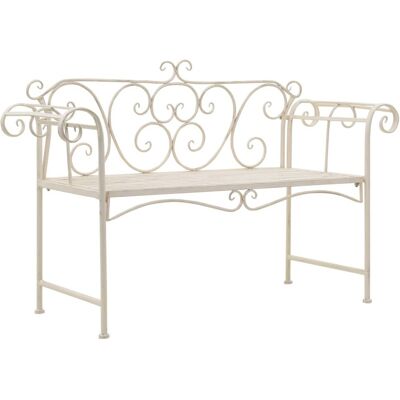 vidaXL Ławka ogrodowa 132 cm metalowa antyczna biała - Ławka ogrodowa vidaXL Ławka ogrodowa 132 cm metalowa antyczna biała - Ławka ogrodowa