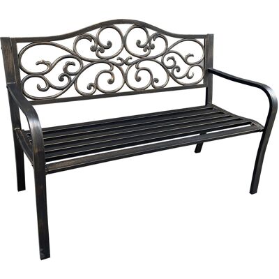 FABRYKA MEBLI AKORD Ławka ogrodowa z oparciem IRGA metal 127 x 62 cm nogi metalowe brązowa FABRYKA MEBLI AKORD Ławka ogrodowa z oparciem IRGA metal 127 x 62 cm nogi metalowe brązowa