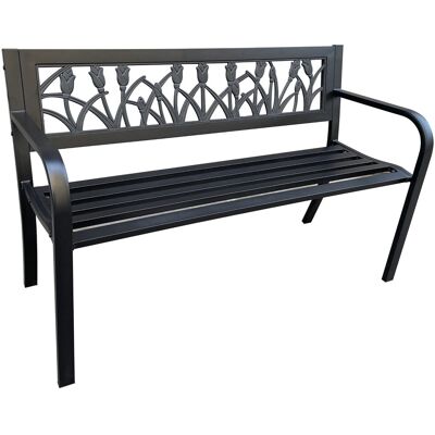 FABRYKA MEBLI AKORD Ławka ogrodowa z oparciem LISSA metal 124 x 50 cm nogi metalowe czarna FABRYKA MEBLI AKORD Ławka ogrodowa z oparciem LISSA metal 124 x 50 cm nogi metalowe czarna