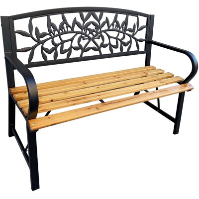 FABRYKA MEBLI AKORD Ławka ogrodowa z oparciem REO drewno 118 x 51,5 cm nogi metalowe czarna FABRYKA MEBLI AKORD Ławka ogrodowa z oparciem REO drewno 118 x 51,5 cm nogi metalowe czarna