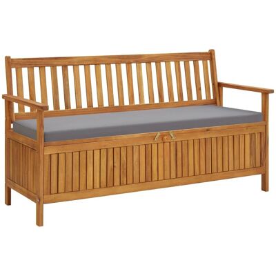 vidaXL Ławka ogrodowa ze schowkiem i poduszką, 148 cm, drewno akacjowe vidaXL Ławka ogrodowa ze schowkiem i poduszką, 148 cm, drewno akacjowe