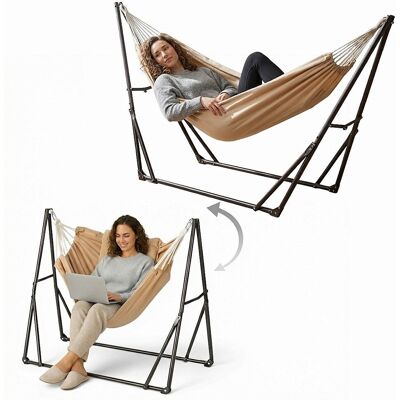 Lekki Składany Hamak-Huśtawka 3w1 ze Stelażem – Na TARAS Balkon i Kemping Halo-Fit Relax Lekki Składany Hamak-Huśtawka 3w1 ze Stelażem – Na TARAS Balkon i Kemping Halo-Fit Relax