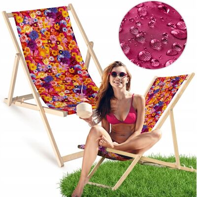 Allbag Leżak Drewniany KOLOROWY w KWIATY Ogrodowy Plażowy Bukowy Allbag Leżak Drewniany KOLOROWY w KWIATY Ogrodowy Plażowy Bukowy