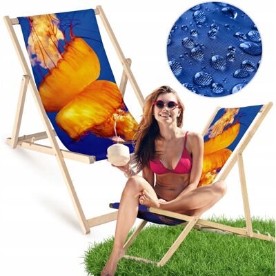 Allbag Leżak Drewniany NIEBIESKI POMARAŃCZOWA MEDUZA Ogrodowy Plażowy Bukowy Allbag Leżak Drewniany NIEBIESKI POMARAŃCZOWA MEDUZA Ogrodowy Plażowy Bukowy