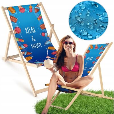 Allbag Leżak Drewniany NIEBIESKI RELAX & ENJOY Ogrodowy Plażowy Bukowy Allbag Leżak Drewniany NIEBIESKI RELAX & ENJOY Ogrodowy Plażowy Bukowy