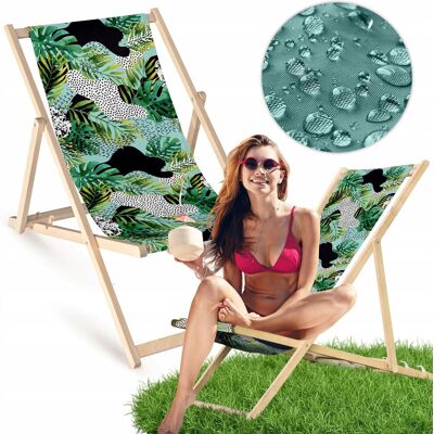 Allbag Leżak Drewniany z Nadrukiem GREEN LEAVES COLLAGE Ogrodowy Plażowy Bukowy Allbag Leżak Drewniany z Nadrukiem GREEN LEAVES COLLAGE Ogrodowy Plażowy Bukowy