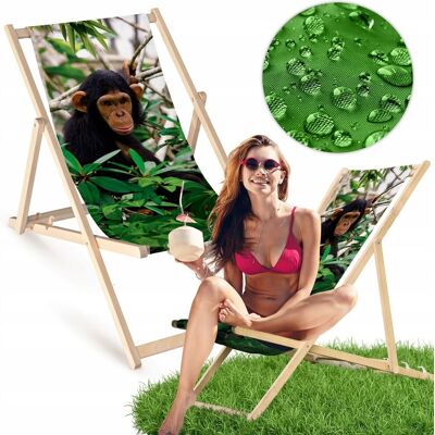 Allbag Leżak Drewniany z Nadrukiem MAŁPKI Ogrodowy Plażowy Bukowy Tarasowy Allbag Leżak Drewniany z Nadrukiem MAŁPKI Ogrodowy Plażowy Bukowy Tarasowy