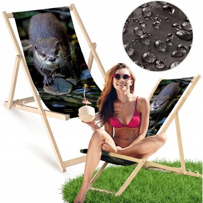 Allbag Leżak Drewniany z Nadrukiem WYDRY Ogrodowy Plażowy Bukowy Tarasowy Allbag Leżak Drewniany z Nadrukiem WYDRY Ogrodowy Plażowy Bukowy Tarasowy