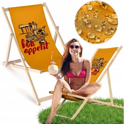 Allbag Leżak OGRODOWY DRAWNIANY JASNY BON APPETIT na PLAŻĘ TARAS BALKON Wakacyjny Allbag Leżak OGRODOWY DRAWNIANY JASNY BON APPETIT na PLAŻĘ TARAS BALKON Wakacyjny