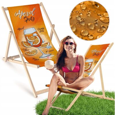Allbag Leżak OGRODOWY DRAWNIANY JASNY nadruk APEROL SPRITZ na PLAŻĘ TARAS BALKON Allbag Leżak OGRODOWY DRAWNIANY JASNY nadruk APEROL SPRITZ na PLAŻĘ TARAS BALKON