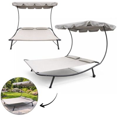 Inny producent Leżak Ogrodowy Leżanka Dwuosobowa Z Baldachimem Szary 200x173x155cm Inny producent Leżak Ogrodowy Leżanka Dwuosobowa Z Baldachimem Szary 200x173x155cm