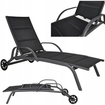 Focus Garden Leżak Ogrodowy Plażowy Mobilny Aluminium MAJORKA Regulowany na Basen czarny Focus Garden Leżak Ogrodowy Plażowy Mobilny Aluminium MAJORKA Regulowany na Basen czarny
