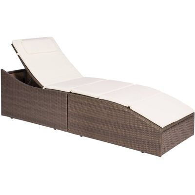 VMP Leżak ogrodowy z poduszką, rattan PE, brązowy VMP Leżak ogrodowy z poduszką, rattan PE, brązowy