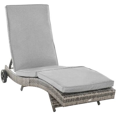 Inny producent Leżak ogrodowy z polirattanu z poduszką, regulowany w 5 pozycjach, mebel ogrodowy w kształcie litery S, rama metalowa, szary, 207 x 70 x 70 cm Inny producent Leżak ogrodowy z polirattanu z poduszką, regulowany w 5 pozycjach, mebel ogrodowy w kształcie litery S, rama metalowa, szary, 207 x 70 x 70 cm