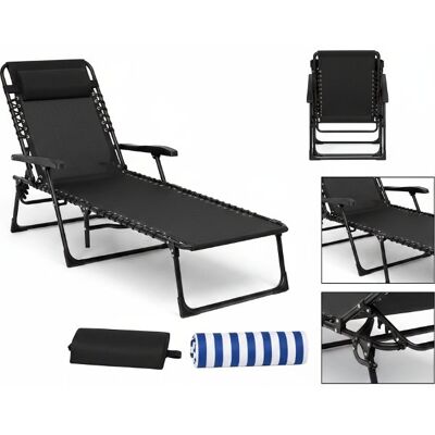 Inny producent Leżak składany fotel ogrodowy plażowy turystyczny czarny lekki Inny producent Leżak składany fotel ogrodowy plażowy turystyczny czarny lekki
