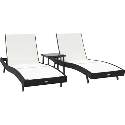 vidaXL Leżaki 3 pcs Czarny i Biały 40 x 40 x 40.5 cm polirattan vidaXL Leżaki 3 pcs Czarny i Biały 40 x 40 x 40.5 cm polirattan