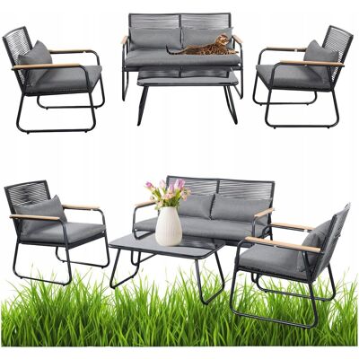 Inny producent MEBLE OGRODOWE ZESTAW NA TARAS BALKON DLA 4 OSÓB MEVEN STOLIK SOFA FOTELE Inny producent MEBLE OGRODOWE ZESTAW NA TARAS BALKON DLA 4 OSÓB MEVEN STOLIK SOFA FOTELE