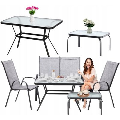 GardenLine Meble Ogrodowe Zestaw Sofa Stolik Fotele Komplet Mebli Na 5 Osób Premium GardenLine Meble Ogrodowe Zestaw Sofa Stolik Fotele Komplet Mebli Na 5 Osób Premium