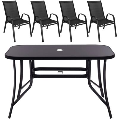 Springos Meble ogrodowe, zestaw stół 120 cm 4 krzesła metalowe na taras, czarne Springos Meble ogrodowe, zestaw stół 120 cm 4 krzesła metalowe na taras, czarne