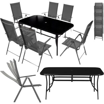 Multistore Meble Tarasowe Szklany Stół Ogrodowy 160X90 Cm 6 Składanych Krzeseł Multistore Meble Tarasowe Szklany Stół Ogrodowy 160X90 Cm 6 Składanych Krzeseł