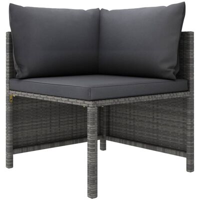 VMP Narożna sofa modułowa z poduszką, szara, polirattan VMP Narożna sofa modułowa z poduszką, szara, polirattan