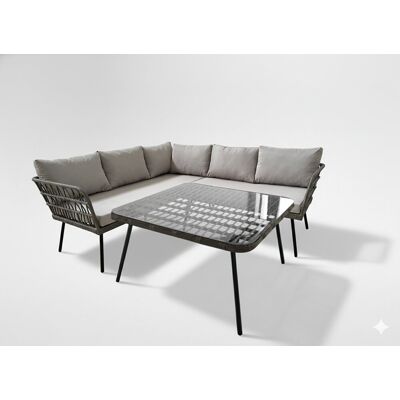 GardenLine Narożny Szary Duży Zestaw Mebli Ogrodowych 2 x Sofa Stolik Poduszki Rattan GardenLine Narożny Szary Duży Zestaw Mebli Ogrodowych 2 x Sofa Stolik Poduszki Rattan