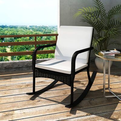 VMP Ogrodowy fotel bujany, czarny, rattan PE VMP Ogrodowy fotel bujany, czarny, rattan PE