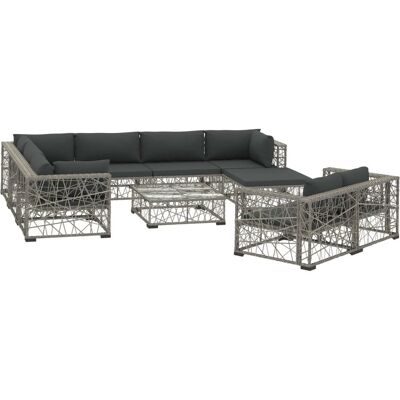 Zestaw mebli ogrodowych Maisonchic - 10 sztuk, poduszki, szary Zestaw mebli ogrodowych Maisonchic - 10 sztuk, poduszki, szary