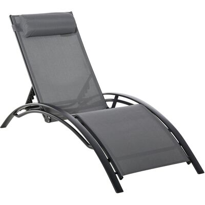 Outsunny Leżak ogrodowy Fotel relaksacyjny z regulowanym oparciem aluminiowym w kolorze szarym 171 x 64 x 82 cm Outsunny Leżak ogrodowy Fotel relaksacyjny z regulowanym oparciem aluminiowym w kolorze szarym 171 x 64 x 82 cm