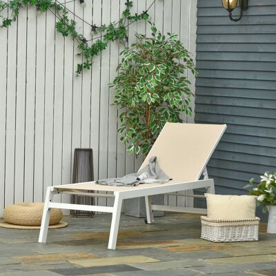 Yulinland Outsunny leżak ogrodowy, Gartenliege, 5-stopniowo regulowane oparcie, aluminium, kremowobiały, 202 x 65 x 43 cm Yulinland Outsunny leżak ogrodowy, Gartenliege, 5-stopniowo regulowane oparcie, aluminium, kremowobiały, 202 x 65 x 43 cm