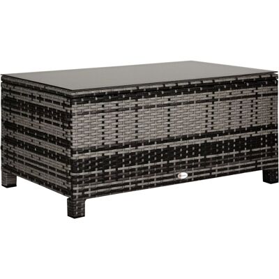 Outsunny Stolik kawowy, stolik ogrodowy, stolik balkonowy, polirattan, szary, 85 x 50 x 39 cm Outsunny Stolik kawowy, stolik ogrodowy, stolik balkonowy, polirattan, szary, 85 x 50 x 39 cm