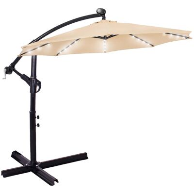 Springos Parasol z oświetleniem LED na taras 300 cm na wysięgniku ogrodowy składany, z korbką ecru Springos Parasol z oświetleniem LED na taras 300 cm na wysięgniku ogrodowy składany, z korbką ecru