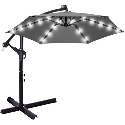 Springos Parasol Z Oświetleniem Led Na Taras 300 Cm Na Wysięgniku Ogrodowy Składany, Z Korbką Grafitowy Springos Parasol Z Oświetleniem Led Na Taras 300 Cm Na Wysięgniku Ogrodowy Składany, Z Korbką Grafitowy