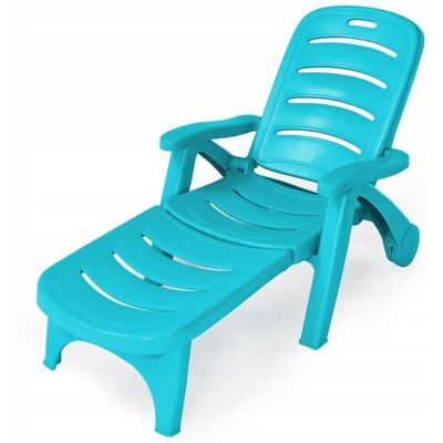 Costway - Folding Lounger - Turquoise - Sun Lounger Costway - Folding Lounger - Turquoise - Sun Lounger