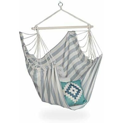 Inny producent Relaxdays Fotel Wiszący, Xl Fotel Wiszący Z Bawełny, Dla Dzieci I Dorosłych, Do Zawieszenia, Wewnątrz I Na Zewnątrz, 150 Kg, Szary/Biały Inny producent Relaxdays Fotel Wiszący, Xl Fotel Wiszący Z Bawełny, Dla Dzieci I Dorosłych, Do Zawieszenia, Wewnątrz I Na Zewnątrz, 150 Kg, Szary/Biały